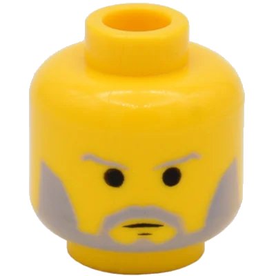 LEGO onderdeel Minifigure, Head Beard with SW Gray Beard and Thin Gray Eyebrows Pattern (3626ps4)