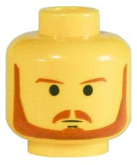 LEGO onderdeel Minifigure, Head Beard with Brown Eyebrows, Moustache and Beard, Black Chin Dimple Pattern 3626ps9