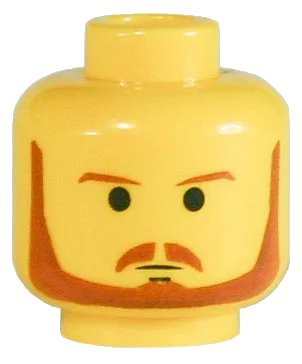 LEGO onderdeel Minifigure, Head Beard with Brown Eyebrows, Moustache and Beard, Black Chin Dimple Pattern (3626ps9)