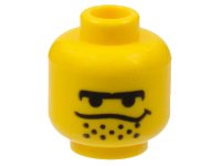 LEGO part Minifigure, Head Male Black Unibrow, Stubble under Dipping Mouth Line Pattern 3626px100