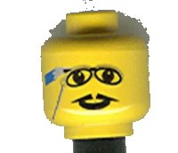 LEGO part Minifigure, Head Glasses with Pencil Behind Ear, and Pointed Moustache Pattern 3626px107