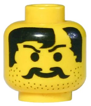 LEGO onderdeel Minifigure, Head Moustache, Stubble and Bald Hair Part Pattern (3626px108)