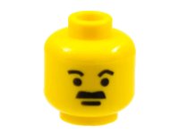 LEGO part Minifigure, Head Moustache Thick Flat and Short Eyebrows Pattern 3626px11