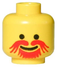 LEGO part Minifigure, Head Moustache Red Goatee Pattern 3626px120