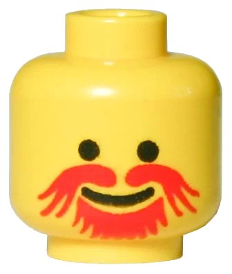 LEGO onderdeel Minifigure, Head Moustache Red Goatee Pattern (3626px120)