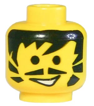 LEGO onderdeel Minifigure, Head Moustache Pointed, Black Hair and Sideburns, Open Mouth Pattern (3626px121)