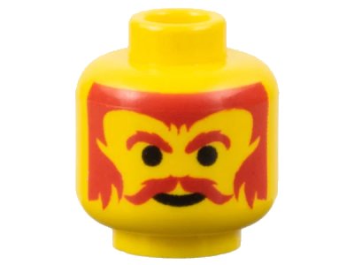LEGO onderdeel Minifigure, Head Moustache Red, Eyebrows and Hair Pattern (3626px122)