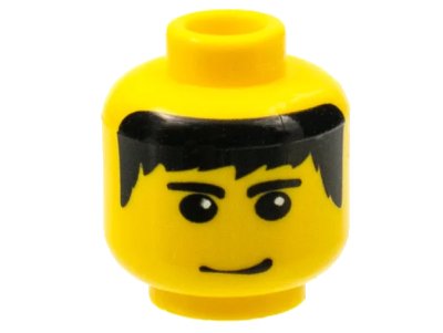 LEGO onderdeel Minifigure, Head Male Black Hair, Eyebrows, and Smirk Pattern (3626px130)