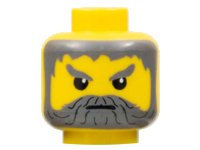 LEGO part Minifigure, Head Beard with Gray Hair, Moustache, and Angry Eyebrows Pattern 3626px132