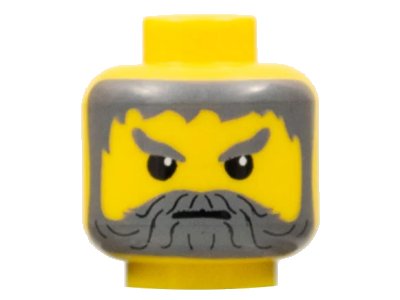 LEGO onderdeel Minifigure, Head Beard with Gray Hair, Moustache, and Angry Eyebrows Pattern (3626px132)