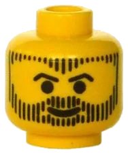 LEGO part Minifigure, Head Beard with Beard, Hair, and Sideburns in Vertical Line Pattern 3626px141