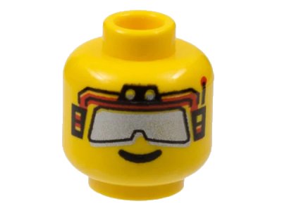 LEGO onderdeel Minifigure, Head Glasses with Silver Sunglasses and Red Headset Pattern (3626px157)