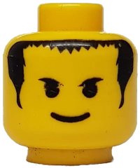 LEGO onderdeel Minifigure, Head Male Smile, Black Eyebrows, Short Bangs and Long Hair Pattern 3626px16