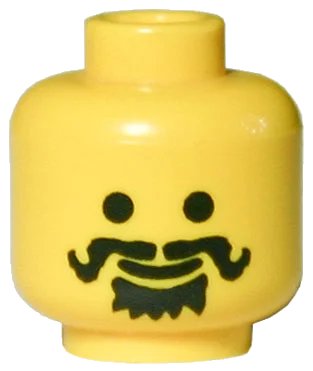 LEGO onderdeel Minifigure, Head Moustache Curly, Spiky Beard under Mouth Pattern (3626px23)