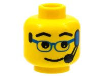 LEGO part Minifigure, Head Glasses with Blue Glasses and Headset Pattern 3626px24