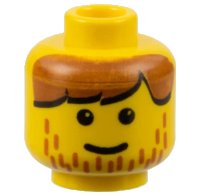 LEGO part Minifigure, Head Male Brown Hair and Line Stubble Pattern 3626px26