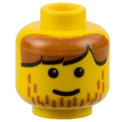 LEGO onderdeel Minifigure, Head Male Brown Hair and Line Stubble Pattern (3626px26)