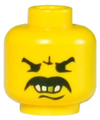 LEGO part Minifigure, Head Moustache Angry, White Teeth and Gold Tooth Pattern 3626px29