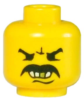 LEGO onderdeel Minifigure, Head Moustache Angry, White Teeth and Gold Tooth Pattern (3626px29)