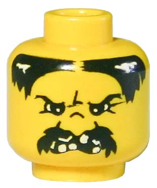 LEGO onderdeel Minifigure, Head Moustache Black Angry and Missing Teeth Pattern (3626px30)