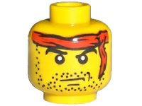 LEGO part Minifigure, Head Male Headband Red and Stubble Beard Pattern 3626px331