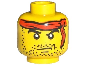 LEGO onderdeel Minifigure, Head Male Headband Red and Stubble Beard Pattern (3626px331)