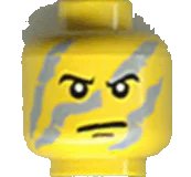LEGO part Minifigure, Head Black Eyebrows and Chin Dimple, Light Bluish Gray Face Paint Stripes, Stern Pattern 3626px332