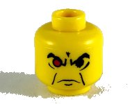 LEGO part Minifigure, Head Male Angry Eyebrows and Red Eye Pattern 3626px40