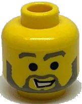 LEGO onderdeel Minifigure, Head Dark Gray Eyebrows, Moustache and Beard, Open Mouth Smile with Teeth Pattern (3626px43)