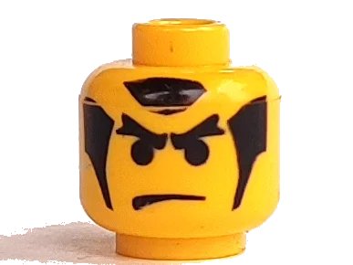 LEGO onderdeel Minifigure, Head Male Angry Eyebrows and Sideburns Ninja Pattern (3626px5)
