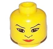 LEGO onderdeel Minifigure, Head Female Black Hair, Large Eyes, Nose, Red Lips Pattern (3626px60)