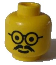 LEGO onderdeel Minifigure, Head Glasses with Moustache Pattern (3626px66)