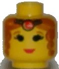 LEGO onderdeel Minifigure, Head Female Tiara, Brown Curly Hair, Red Lips Pattern (3626px67)