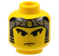 LEGO onderdeel Minifigure, Head Male Gray Bandana with Gold Dot, Eyebrows, Sideburns Pattern 3626px7