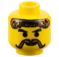 LEGO onderdeel Minifigure, Head Moustache and Curly Brown Hair Pattern 3626px70