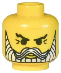 LEGO part Minifigure, Head Beard with White Beard and Moustache, Crow's Feet Pattern 3626px71