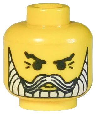 LEGO onderdeel Minifigure, Head Beard with White Beard and Moustache, Crow's Feet Pattern (3626px71)