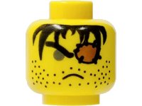 LEGO part Minifigure, Head Male Eye Patch, Frown, Stubble and Gray Eye Pattern 3626px72