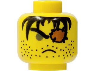 LEGO onderdeel Minifigure, Head Male Eye Patch, Frown, Stubble and Gray Eye Pattern (3626px72)