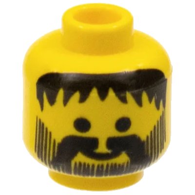 LEGO onderdeel Minifigure, Head Beard Vertical Lines with Messy Hair, Moustache Black Pattern (3626px75)