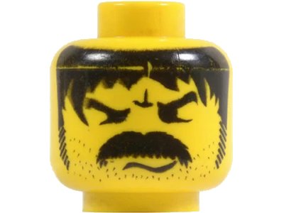 LEGO onderdeel Minifigure, Head Moustache Thick Angry and Long Hair and Stubble Pattern (3626px78)