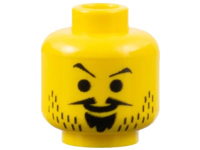 LEGO onderdeel Minifigure, Head Moustache Pointed, Goatee and Stubble Pattern (3626px81)