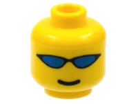LEGO part Minifigure, Head Glasses with Blue Wrap Sunglasses and Standard Smile Pattern 3626px87