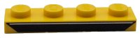 LEGO onderdeel Plate 1 x 4 with Black Trapezoid with Silver Line Pattern 3710pb003