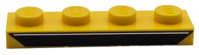 LEGO onderdeel Plate 1 x 4 with Black Trapezoid with Silver Line Pattern (3710pb003)