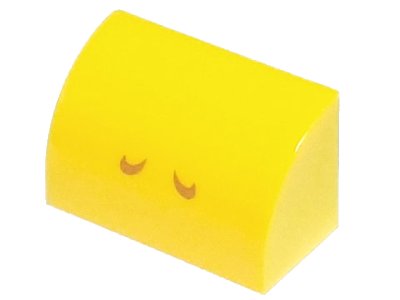 LEGO part Slope, Curved 1 x 2 with 2 Medium Nougat Curved Lines Pattern (Super Mario Kamek / Toady Nostrils) (37352pb015)