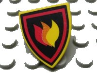LEGO onderdeel Minifigure, Shield Triangular  with Fire Logo Pattern (Sticker) - Set 7240 3846pb025