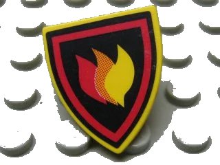 LEGO onderdeel Minifigure, Shield Triangular  with Fire Logo Pattern (Sticker) - Set 7240 (3846pb025)