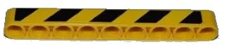 LEGO onderdeel Technic, Liftarm Thick 1 x 9 with Black and Yellow Danger Stripes Pattern (Sticker) - Set 8186 (40490pb007)