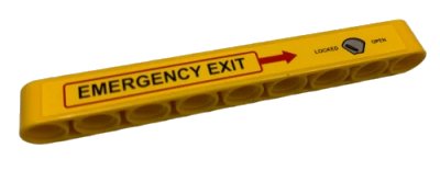 LEGO onderdeel Technic, Liftarm Thick 1 x 9 with Handle, Red Arrow and 'EMERGENCY EXIT' Pattern Model Right Side (Sticker) - Set 9396 (40490pb052R)